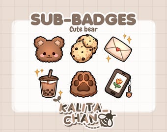 Kawaii Brown Bear Twitch Sub Badges – Emotes (Digital Download)