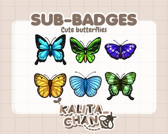 Butterfly Twitch Sub Badges – Kawaii Streamer Graphics (Digital Download)