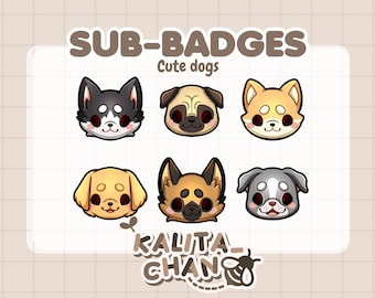 Dog Twitch Sub Badges – Kawaii Puppy Emotes (Digital Download)