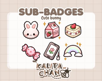 Kawaii Bunny Twitch Sub Badges – Digital Art (Instant Download)