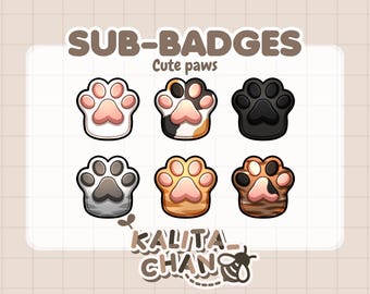 Badge Twitch Kawaii Paw Print - Beans (download digitale)