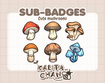 Kawaii Mushroom Sub Badges for Twitch – Veggie Plants (Digital Download