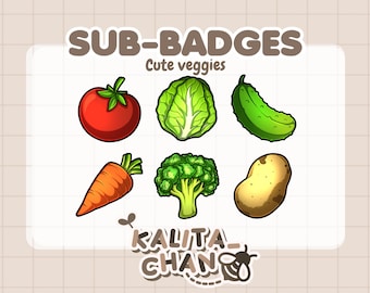 Kawaii Veggies Twitch Sub Badges – Food Emotes (Digital Download)