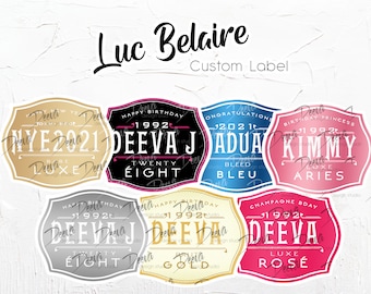 Luc Belaire Benutzerdefinierte Aufkleber Label | Rose, Gold, Bleu, Luxe