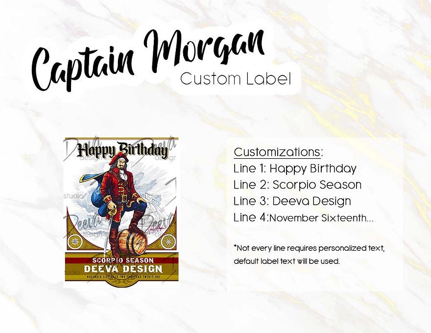PRINT AT HOME: Captain Morgan Custom Label | Digital File - Etsy