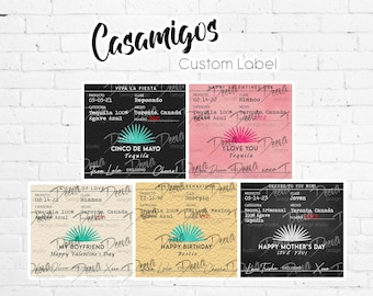 Casamigos Personalisiertes Aufkleber-Etikett | Blanco, reposado, anejo, mezcal | 375 ml, 750 ml, 1750 ml