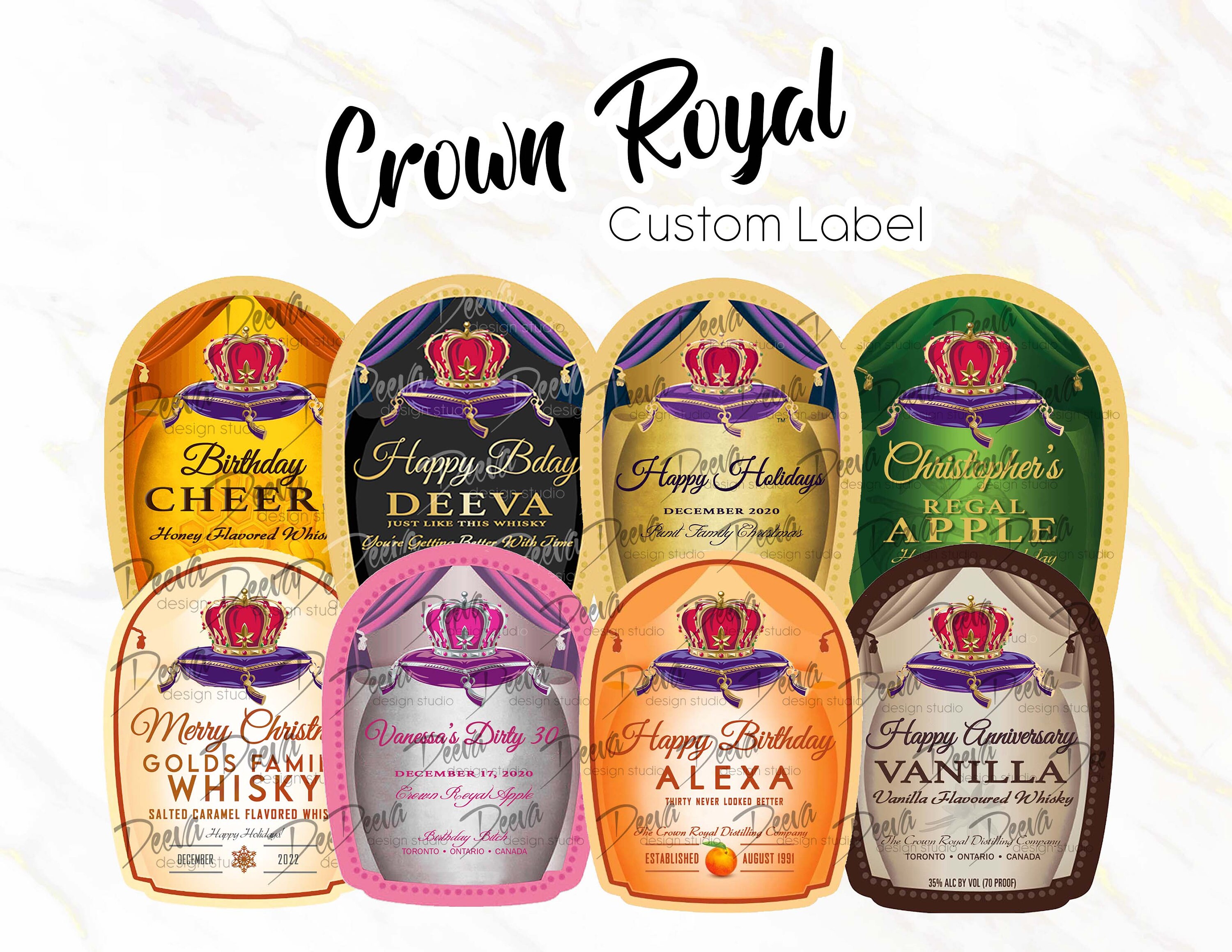 Whiskey Custom Sticker Label Honey, Black, Green Apple, Salted Caramel,  Peach, Vanilla, Pink -  Norway