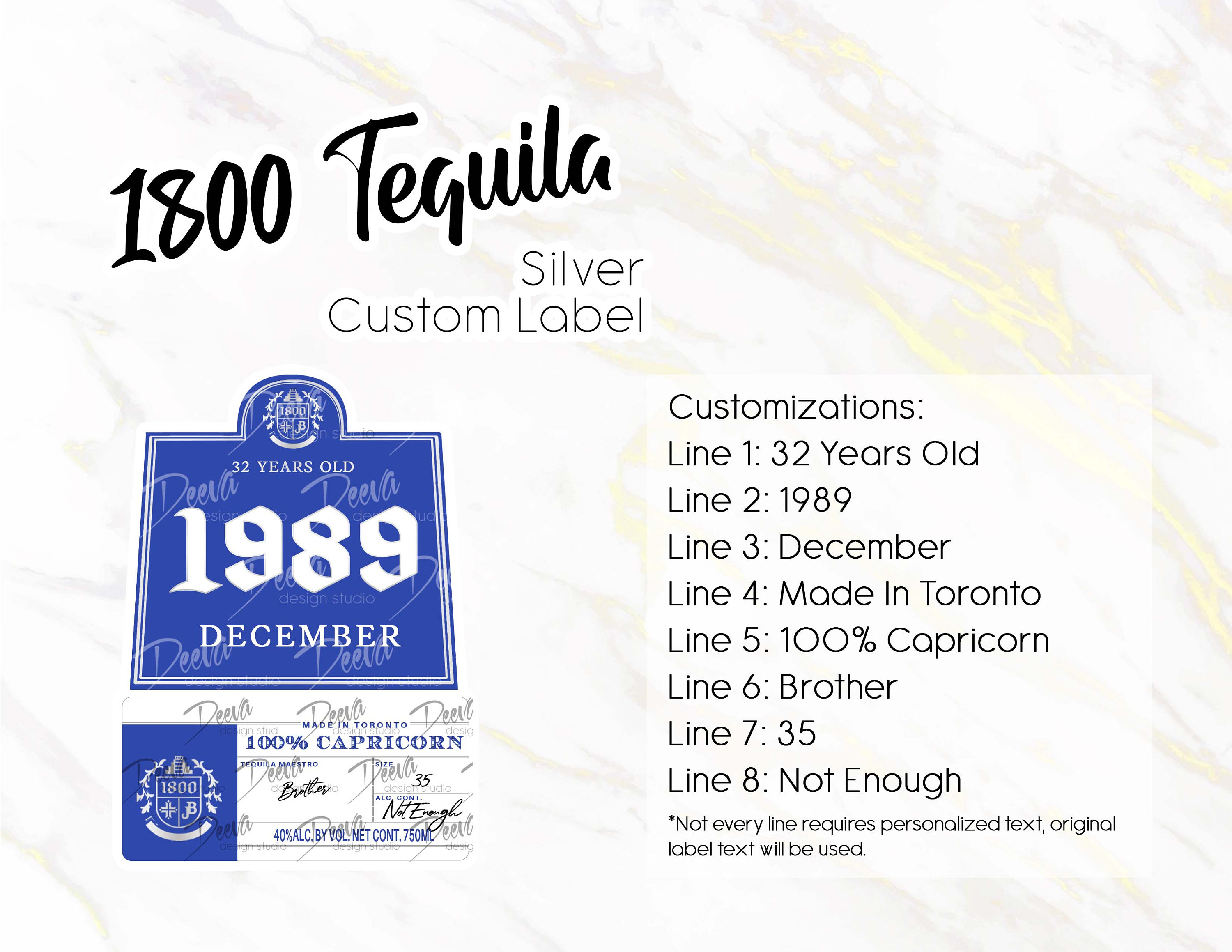 1800 Tequila Personalized Birthday Party Favors