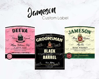 Etichetta adesiva personalizzata per whisky / Botte nera / Rosa