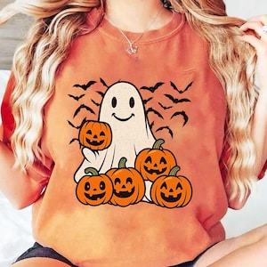 Halloween PNG, Spooky Ghost, Autumn sublimation design, Fall PNG, Pumpkins, leaves PNG, Watercolor Sublimation, Instant download, Ghouls