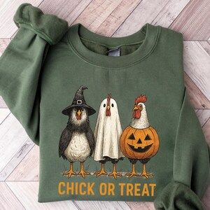 Retro Halloween Chicken Png, Chick Or Treat Png, Funny Spooky Chicken Png, Trendy Halloween Shirt Design, Spooky Season Png, Pumpkin Png