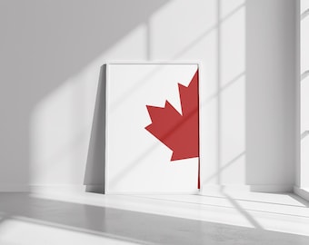 Canada Flag Printable Poster, Canadian Inspired Digital Download, Home Decor, Maple Leaf Art Print