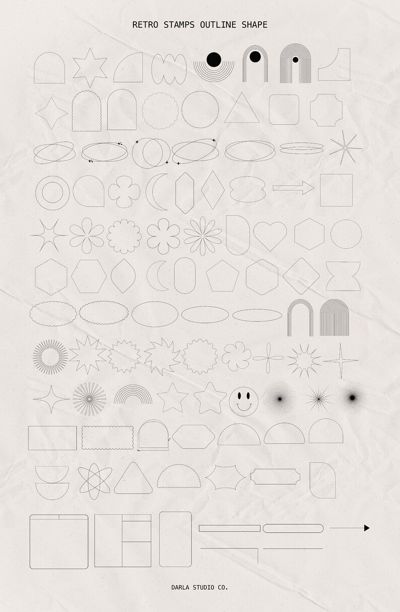 180 Retro Geometric Shapes Procreate Stamp Brush Set (digital Download ...