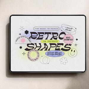 180 pinceles de sellos con formas geométricas retro para Procreate (descarga digital)