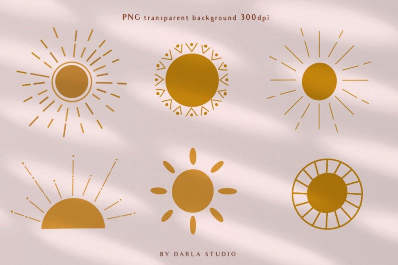 20 boho sun clipart hand drawn png boho elements | Etsy