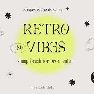 Retro Procreate Stamp Brush, 70s Lettering Stamp Brush, Procreate Brush Set, Groovy Procreate Stamps, Digital Brushes, Retro Vibes Stamps