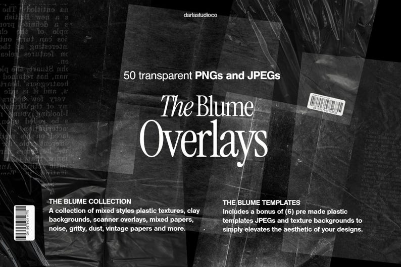 Texture Overlay PNG Pack, Plastic Paper, Canva friendly image 1