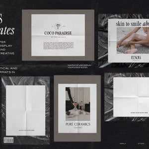 May include: Six paper templates for displaying designs and projects. The templates are folded and have a distressed, vintage look. The text "BONUS templates" is at the top of the image. The text "6 BEAUTIFUL PAPER TEMPLATES TO DISPLAY YOUR DESIGNS AND PROJECTS IN A CREATIVE WAY." is below the title. The text "INCLUDES A VERTICAL AND HORIZONTAL FORMATS IN JPEGs 300 DPI." is at the bottom of the image.