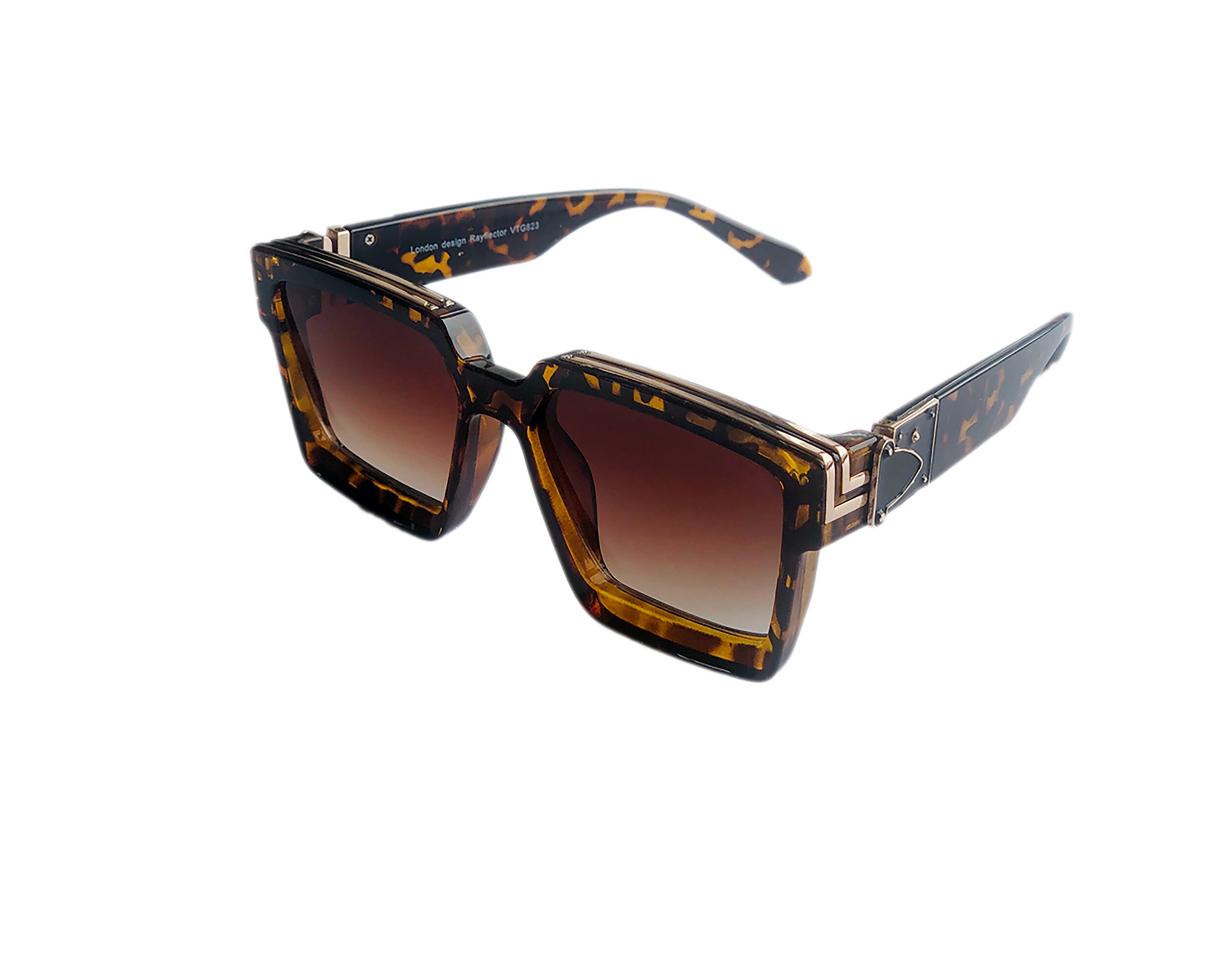 OVERSIZED Square Retro Tortoise Frame Gold Detail BrowTop Etsy