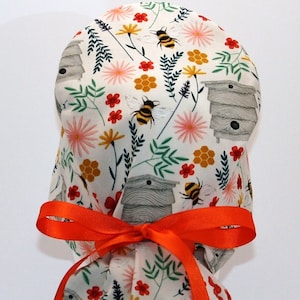 Honey Bee Hives  Ponytail Surgical Scrub Cap  244