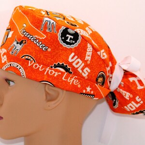 Go Big Orange   Ponytail Surgical Scrub Cap   2126