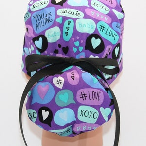 Purple XOXO's   Ponytails Scrub Cap    2166
