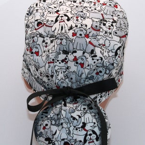 Cartoon Dogs   Ponytail Surgical Scrub Cap  2122