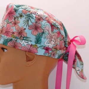 Flowers All Around Ariel Ponytail Surgical Scrub Cap  221