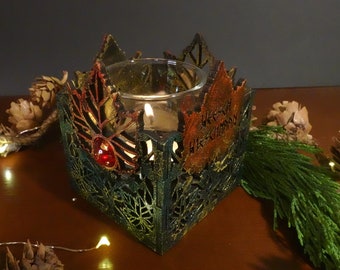 Personalized vine leaf candle holder