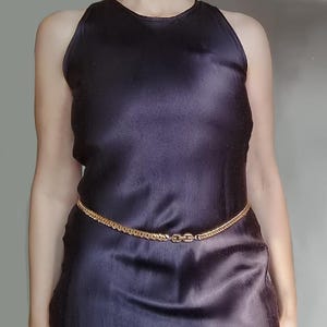 Givenchy Paris Authentic Vintage Signed Couture Gold Plated Chain Belt size S or Statement Long Heavy Cuban Curb Link Unisex Necklace 1980s