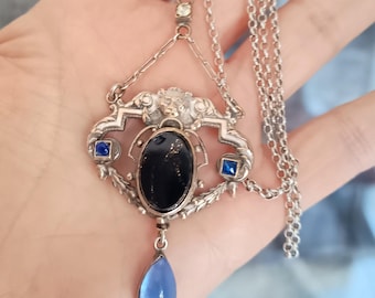 Genuine Art Nouveau Gargoyle Lavalier Grotesque Necklace, Austria-Hungary 1900, Jugendstil