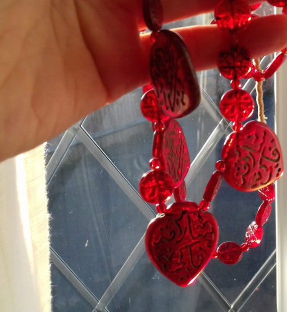 Authentic Trade Beads in Cherry Red Glass Necklac… - image 6