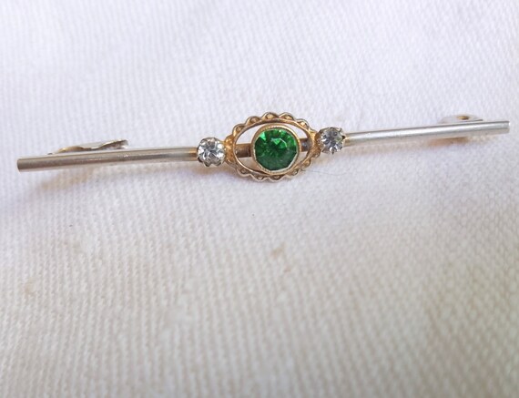 Authentic Antique Silver and Emerald Green Paste … - image 5