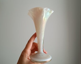 Art Nouveau Mother of Pearl Glass Vase, Iridescent Kralik Soliflor c1900