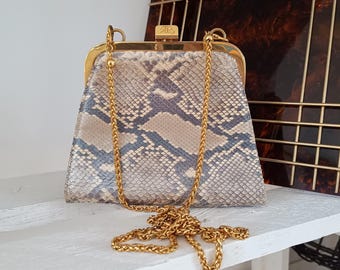 Vintage Alfred Roth / Malder Mini Python Jewel Bag: Gold Hardware, Ethical Reptile Leather