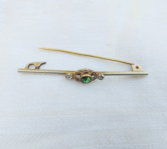 Authentic Antique Silver and Emerald Green Paste … - image 3