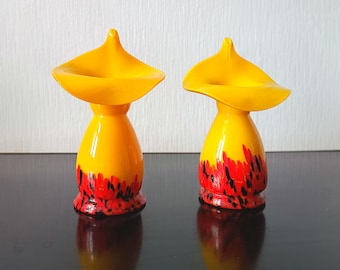 Pair of Vintage Art Deco Czech Tango Glass Vases, Franz Welz Jack in the Pulpit