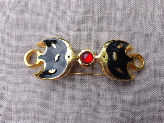 Broche Vintage Ted Lapidus - Bijou D'occasion De Créateur