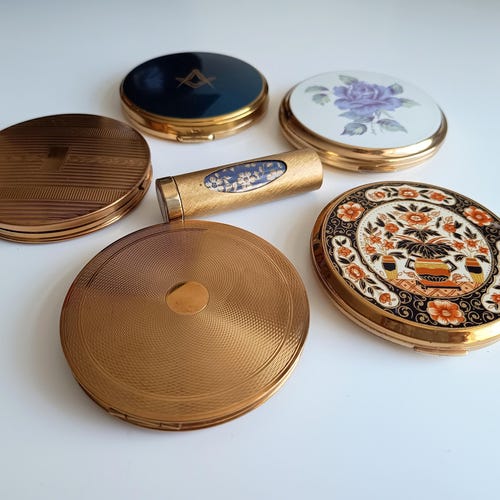 Vintage Stratton Compact Mirror Collection : Rouge à lèvres Rose, Imari, Masonic & Helena Rubinstein