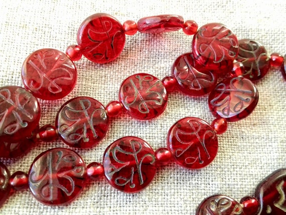 Authentic Trade Beads in Cherry Red Glass Necklac… - image 5
