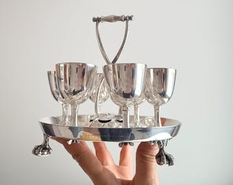 Victorian Sheffield Silver Plate Breakfast Cruet / Egg Server: 6 Egg Cups, English, 1890s