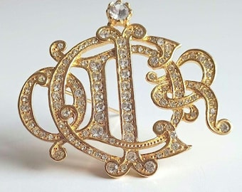 Christian Dior - Authentic Vintage Statement Large Monogram Logo Brooch