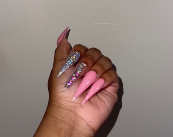 Pressed| XXL STILETTO SET| Acrylic Press On Nails| Rhinestone Bling
