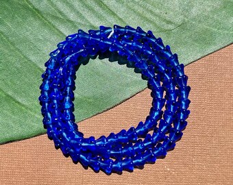 Copriperle di vetro vintage con fiori blu - 100 pezzi
