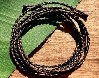 Hand Braided Waxed Nylon Cord, 39 Inches in Length - Black & Medium Brown