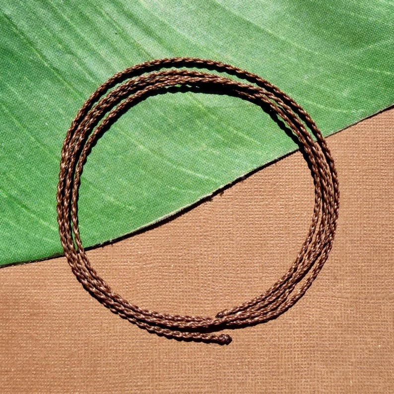 Hand Braided Skinny 1.5mm Waxed Nylon Cord, 39" in Length - Medium Brown image 3