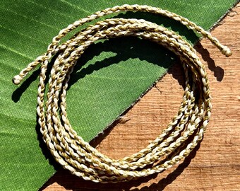 Cordino in nylon cerato intrecciato a mano, lunghezza 39 pollici - Agave ed écru