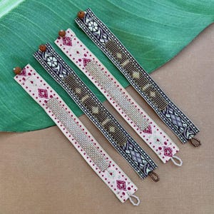 Sari Fabric Bracelets with Seed Bead Loom Work