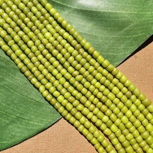 Indonesian Glass Strands - Solid Lime Green, 2 Strands