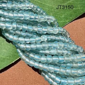 Indonesian Glass Striped Strands - Translucent Teal Striped, 2 Strands